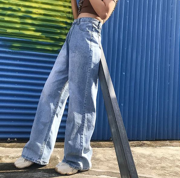 Dames High Waist Wide Leg Jeans