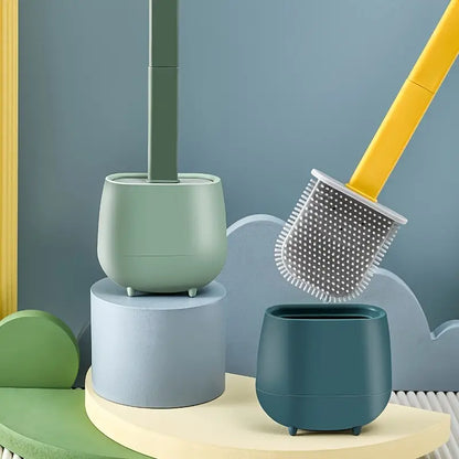 Retro siliconen toiletborstel en houder set (1 set)